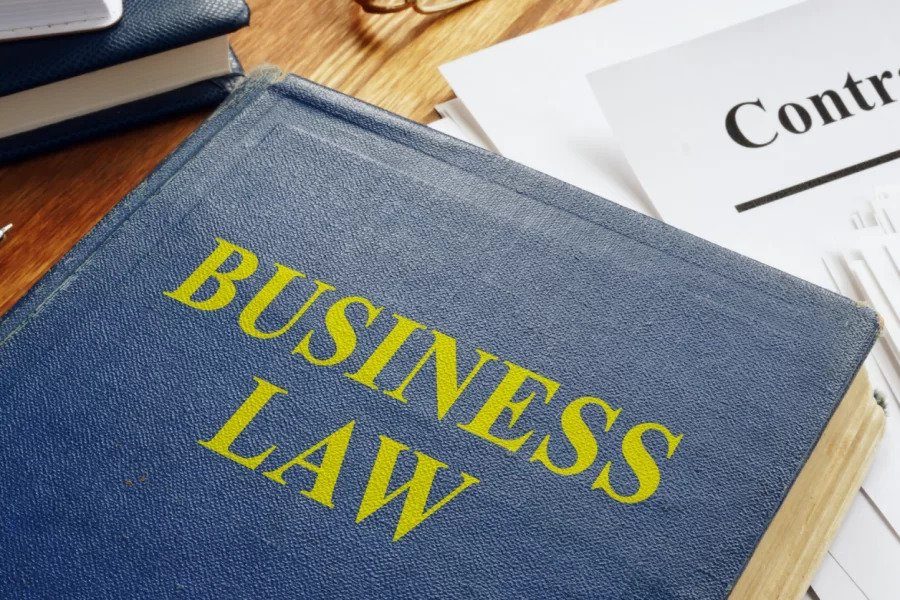 Close up of a business law book