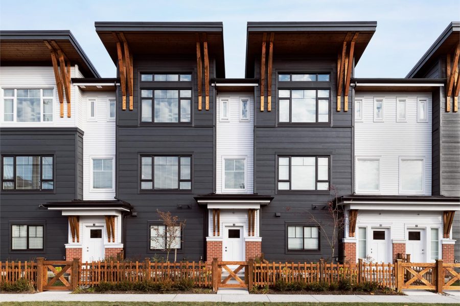 Residential townhomes that are part of a strata